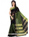 Renowned Polly Cotton Black Woven Work Casual Saree