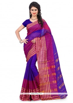 Elite Blue Polly Cotton Casual Saree