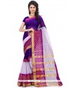 Sorcerous Purple And White Polly Cotton Casual Saree