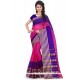 Amazing Hot Pink And Purple Woven Work Polly Cotton Casual Saree