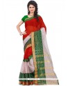 Mystic Woven Work Red Polly Cotton Casual Saree