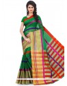 Exquisite Polly Cotton Green Woven Work Casual Saree