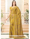 Enticing Mustard Faux Crepe Printed Saree