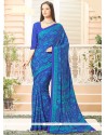 Impressive Faux Crepe Print Work Printed Saree