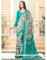 Girlish Faux Crepe Print Work Printed Saree