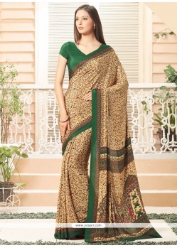 Captivating Print Work Faux Crepe Printed Saree