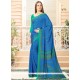 Engrossing Blue Faux Crepe Printed Saree