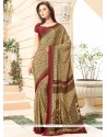 Stupendous Beige Faux Crepe Printed Saree