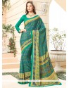 Spectacular Print Work Faux Crepe Printed Saree