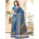 Spectacular Faux Crepe Blue Printed Saree