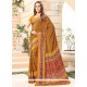 Beautiful Faux Crepe Mustard Print Work Printed Saree