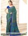 Adorable Print Work Faux Crepe Printed Saree