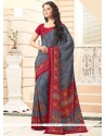 Cherubic Print Work Grey Printed Saree