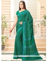 Beautiful Faux Crepe Green Printed Saree