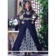Prodigious Faux Georgette Navy Blue Embroidered Work Anarkali Suit