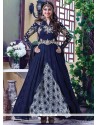 Prodigious Faux Georgette Navy Blue Embroidered Work Anarkali Suit
