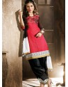 Red And Black Chanderi Pakistani Suits