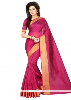 Fashionable Patch Border Work Cotton Casual Saree