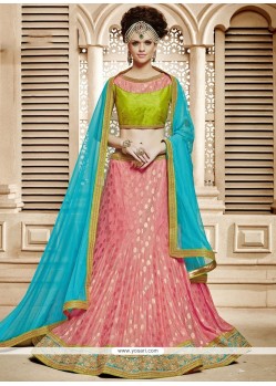 Glossy Net Patch Border Work Lehenga Choli