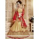 Peppy Beige And Red Embroidered Work Art Silk Lehenga Choli