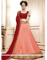 Charismatic Art Silk Peach And Red Lehenga Choli