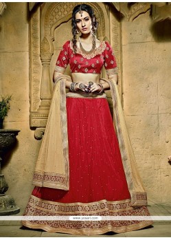 Observable Net Red Patch Border Work Lehenga Choli