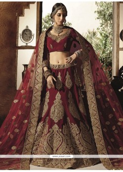 Especial Velvet Maroon Lehenga Choli