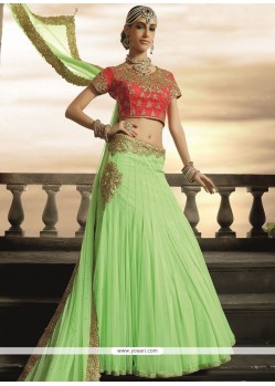 Sea Green Lace Work Lehenga Choli