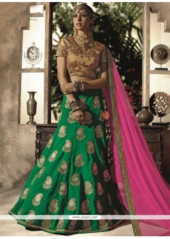 Alluring Art Silk Green Zari Work Lehenga Choli