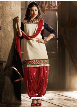 Multicolor Chanderi Punjabi Patiala Suit