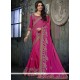 Attractive Magenta Resham Work Chiffon Satin Designer Traditional Saree