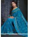 Elite Faux Georgette Embroidered Work Classic Saree