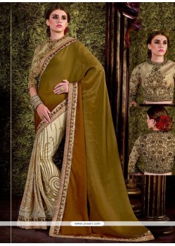 Captivating Net Patch Border Work Designer Half N Half Saree