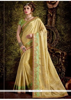 Sightly Jacquard Silk Yellow Designer Traditional Saree