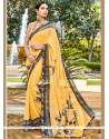 Superb Faux Georgette Yellow Printed Saree