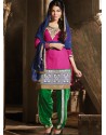 Pink And Green Chanderi Pakistani Suits