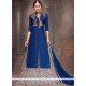 Vivid Bhagalpuri Silk Navy Blue Embroidered Work Long Choli Lehenga