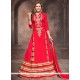 Flattering Red Print Work Long Choli Lehenga