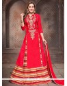 Flattering Red Print Work Long Choli Lehenga