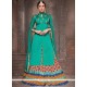 Stupendous Bhagalpuri Silk Turquoise Embroidered Work Long Choli Lehenga