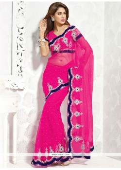 Sorcerous Net Hot Pink Classic Designer Saree