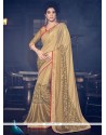 Sorcerous Embroidered Work Beige Designer Half N Half Saree