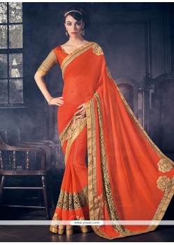 Spellbinding Faux Georgette Orange Trendy Saree