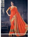 Spellbinding Faux Georgette Orange Trendy Saree