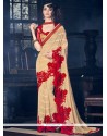 Fascinating Beige Patch Border Work Saree