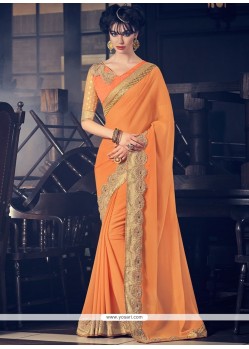 Nice Fancy Fabric Orange Classic Saree