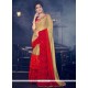 Unique Fancy Fabric Beige And Red Patch Border Work Designer Saree