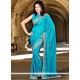 Breathtaking Chiffon Satin Blue Designer Saree
