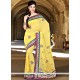 Excellent Faux Georgette Yellow Patch Border Work Classic Saree