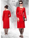 Splendid Red Rayon Party Wear Kurti